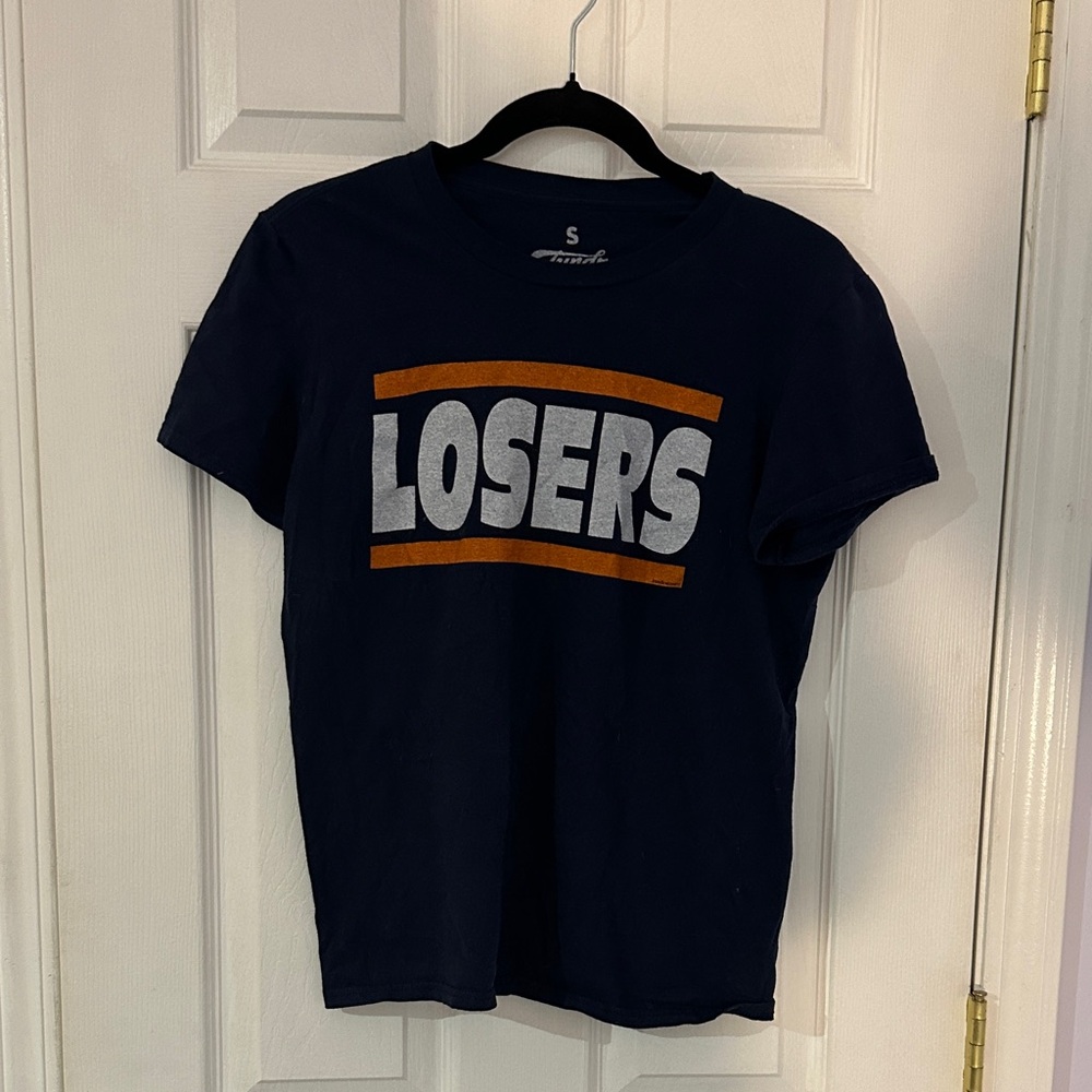 Navy Graphic Tee with Orange and White Print SMALL